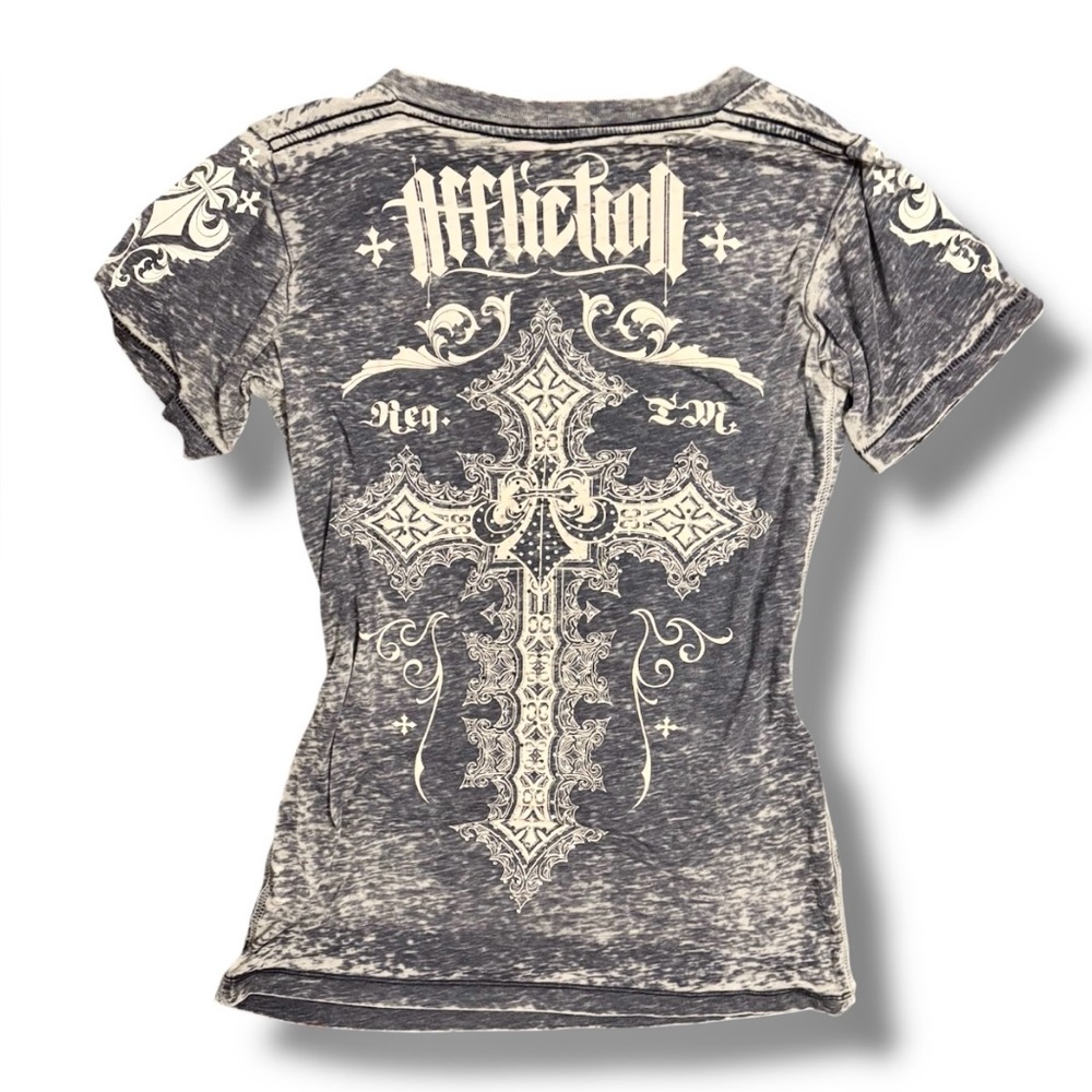 Affliction Women's Blue Graphic Tee🖤